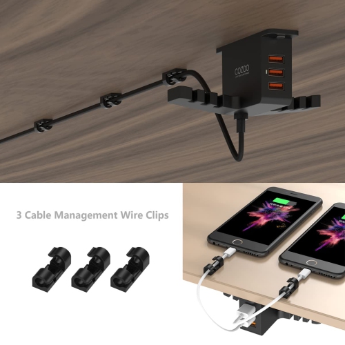 Headphone Stand with USB Charger Under Desk Headset Holder Mount with 3 Port USB Charging Station and Smart Watch Charging Do