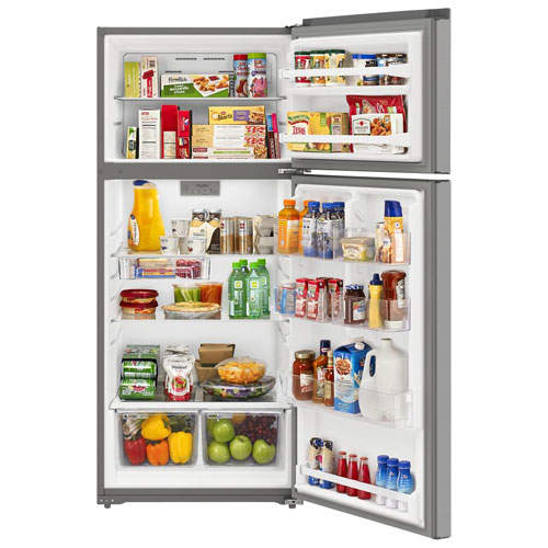 Réfrigérateur à congélateur supérieur 16,3 pi³ 29 po de Whirlpool - Acier inoxydable