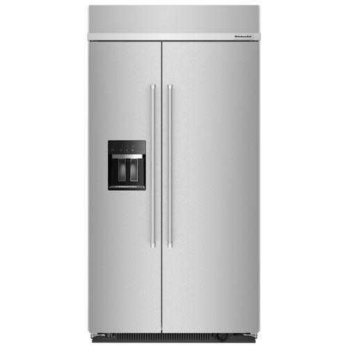 Réfrigérateur congélateur juxtaposé 42 po 25,1 pi³ avec distributeur d'eau et de glace de KitchenAid - Inox PrintShield