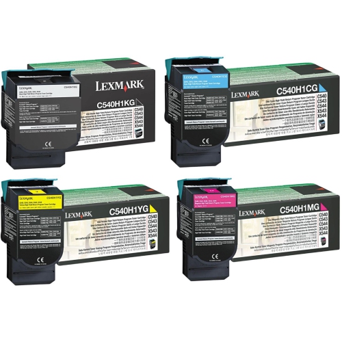 ** 365 DAYS WARRANTY ** Lexmark C540H1KG, C540H1CG, C540H1YG, C540H1MG. Original High Yield Toner. Full Set For: C540 to X548. By AZX-DEALS CANADA