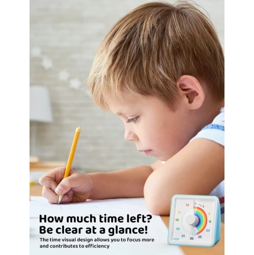 Blue Visual Timer: 60-Minute Silent Countdown Clock for Kids with Autism, Teachers, Classroom Meetings, and More