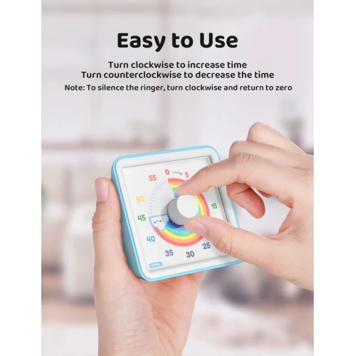 Blue Visual Timer: 60-Minute Silent Countdown Clock for Kids with Autism, Teachers, Classroom Meetings, and More