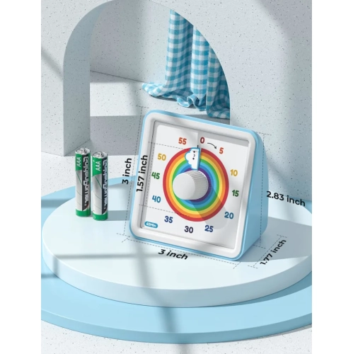 Blue Visual Timer: 60-Minute Silent Countdown Clock for Kids with Autism, Teachers, Classroom Meetings, and More