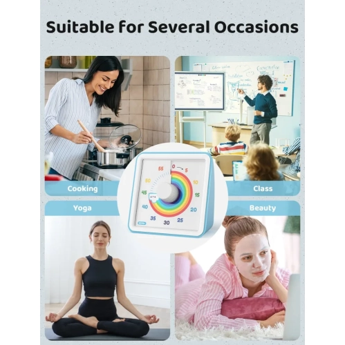 Blue Visual Timer: 60-Minute Silent Countdown Clock for Kids with Autism, Teachers, Classroom Meetings, and More