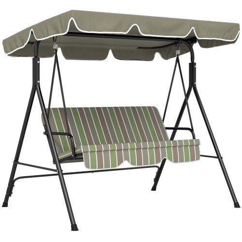 OUTSUNNY  3-Seat Patio Swing Chair, Outdoor Porch Swing Glider \w Adjustable Canopy, Removable Cushion, And Weather Resistant Steel Frame, For