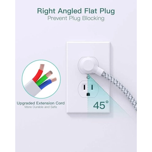 Power Strip Surge Protector | 10Ft Extension Cord | 6 Outlets | 3 USB Ports | Flat Plug | Overload Surge Protection | Wall Mount | Home, Office, and