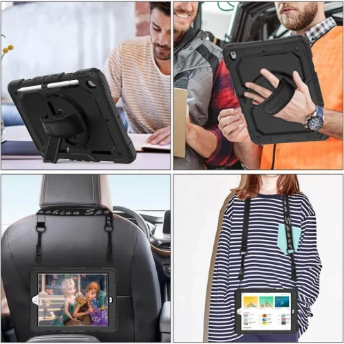 iPad 9th/8th/7th Generation Case - Three Layer Drop Protection with 360 Rotating Stand, Hand Strap & Pencil Holder for 10.2 Inch 2021/2020/2019 iPad