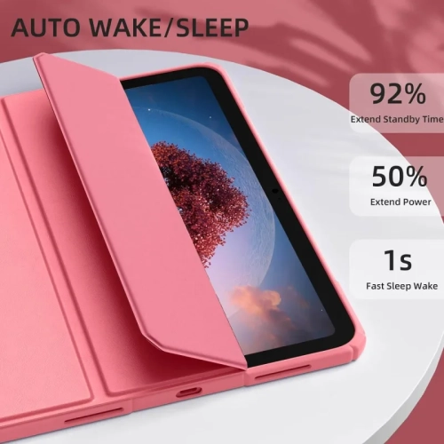 Étui iPad 10th génération avec porte-crayon - coque arrière transparente, veille/veille automatique, couvercle mince antichoc pour iPad 10th 2022