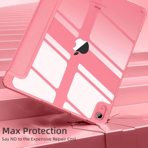 Étui iPad 10th génération avec porte-crayon - coque arrière transparente, veille/veille automatique, couvercle mince antichoc pour iPad 10th 2022