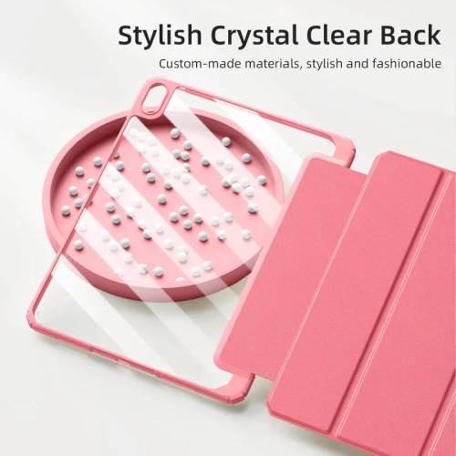 Étui iPad 10th génération avec porte-crayon - coque arrière transparente, veille/veille automatique, couvercle mince antichoc pour iPad 10th 2022