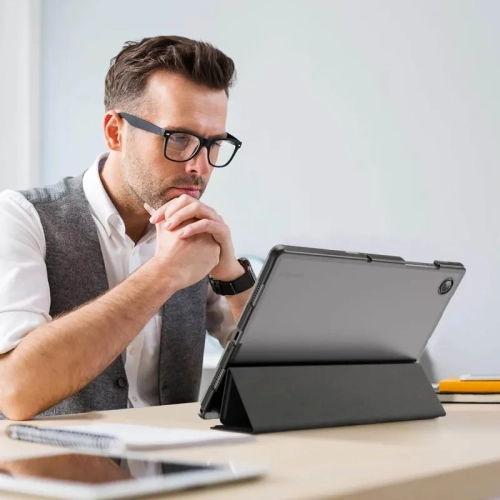 Samsung Galaxy Tab A9+ Plus Case 10.9/11 Inch 2023 with 2 Tempered Glass Screen Protectors - Translucent Tri-Fold Cover for Samsung Tab A9 Plus