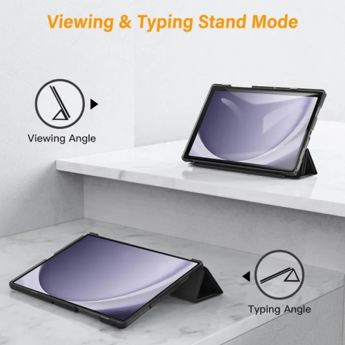 Samsung Galaxy Tab A9+ Plus Case 10.9/11 Inch 2023 with 2 Tempered Glass Screen Protectors - Translucent Tri-Fold Cover for Samsung Tab A9 Plus
