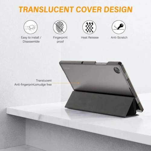 Samsung Galaxy Tab A9+ Plus Case 10.9/11 Inch 2023 with 2 Tempered Glass Screen Protectors - Translucent Tri-Fold Cover for Samsung Tab A9 Plus