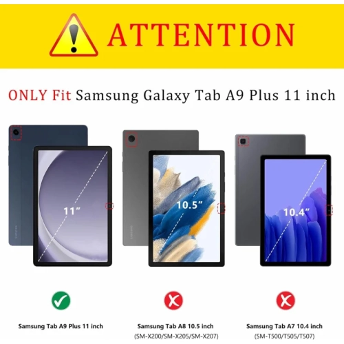 Samsung Galaxy Tab A9+ Plus Case 10.9/11 Inch 2023 with 2 Tempered Glass Screen Protectors - Translucent Tri-Fold Cover for Samsung Tab A9 Plus