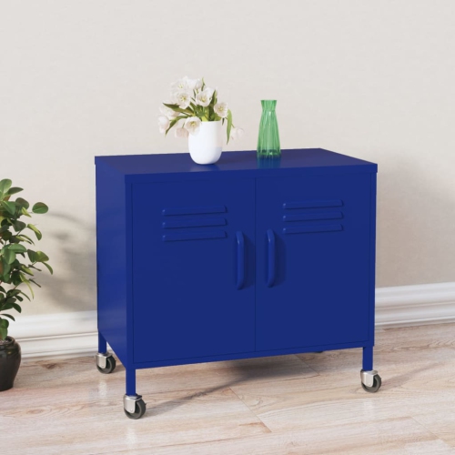 vidaXL Storage Cabinet Navy Blue 60x35x56 cm Steel