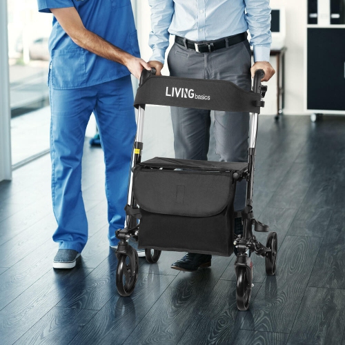 Foldable Walkers and Rollators with Seat and Storage Bag ,Aluminum Alloy Rollator Adjustable Handle for Adult Elderly with 300Lbs Support