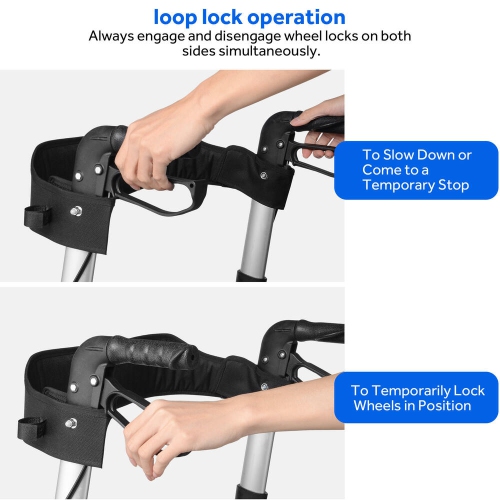 Foldable Walkers and Rollators with Seat and Storage Bag ,Aluminum Alloy Rollator Adjustable Handle for Adult Elderly with 300Lbs Support