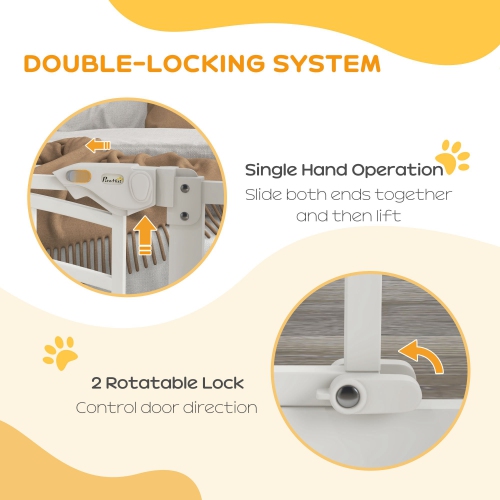 PawHut 29"-31.5" Wide Dog Gate, 30"H Tall Pet Gate with Cat Door, Auto-Close Pressure-Mounted Steel Safety Gate Barrier, Double Locking for Doorways