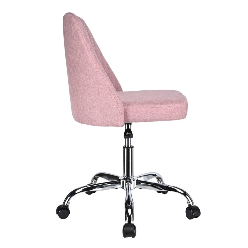 Mid Back Home Modern Office Chair, Adjustable Swivel Linen Fabric Armless Task Chair Desk Chair Computer Chair with Wheels