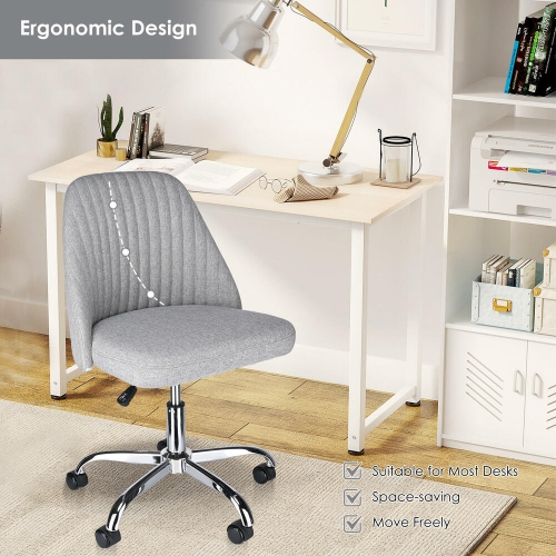 Home Office Modern Linen Fabric Armless Mid-Back Office Chair