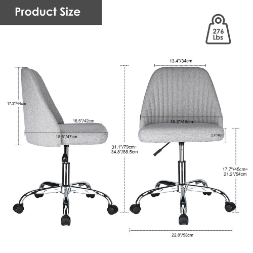 Home Office Modern Linen Fabric Armless Mid-Back Office Chair