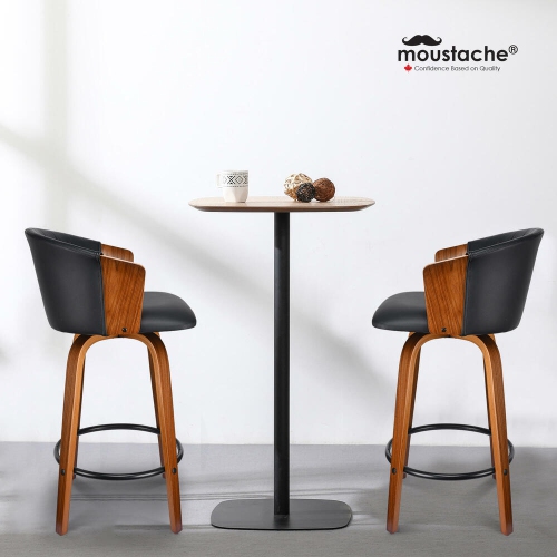 Set of 2 Bar Stools Height Wood Counter Stools with Mid-Backrest, Kitchen Barstools Pub Chair for Home Dining Island