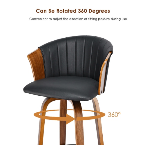 Set of 2 Bar Stools Height Wood Counter Stools with Mid-Backrest, Kitchen Barstools Pub Chair for Home Dining Island