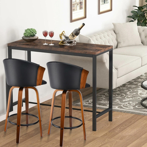 Set of 2 Bar Stools Height Wood Counter Stools with Mid-Backrest, Kitchen Barstools Pub Chair for Home Dining Island