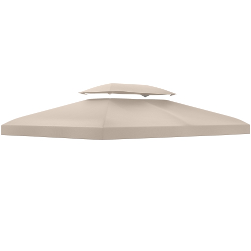 Abri de jardin extérieur Outsunny, toit de rechange UV, 13,1 x 9,8 pi, pavillon, 2 niveaux, beige