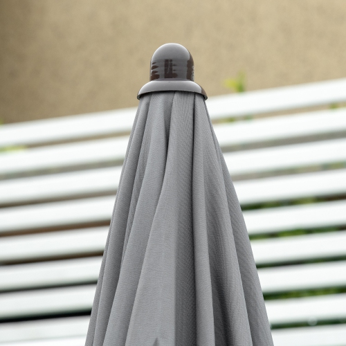 Outsunny 6 Pieces Patio Dining Set with Umbrella, Outdoor Furniture Set with Round Table and 4 Folding Chairs for Garden, Lawn, Deck, Grey