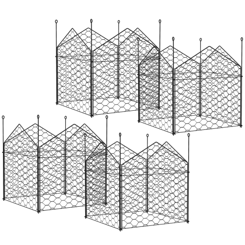 Cloche en fil métallique pour poulet Outsunny Garden, protecteur de plante de 12 x 14 po des animaux, paquet de 4 cages en métal pour empêcher les an