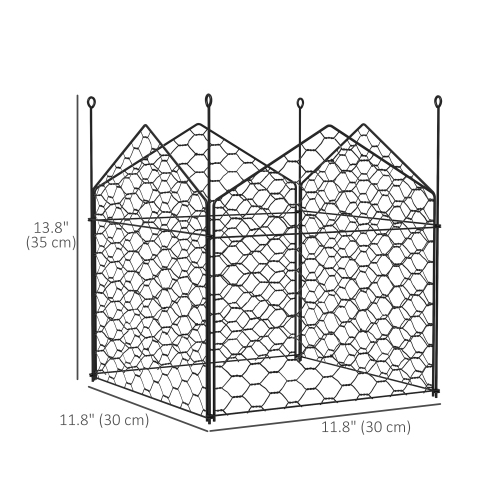 Outsunny Garden Chicken Wire Cloche, 12" x 14" Plant Protector from Animals, 4 Pack Metal Crop Cage to Keep Animals Out, Black