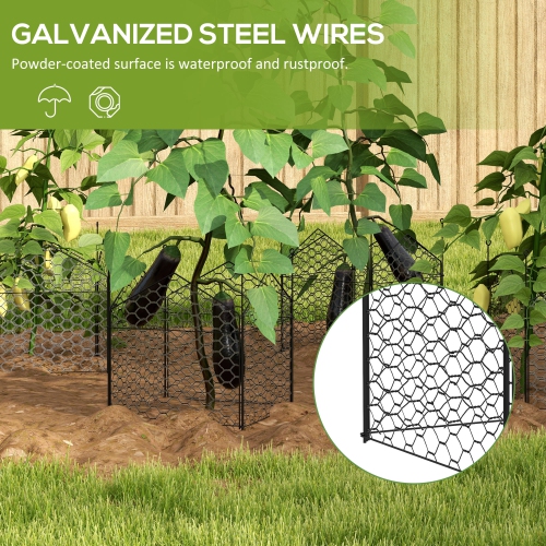 Outsunny Garden Chicken Wire Cloche, 12" x 14" Plant Protector from Animals, 4 Pack Metal Crop Cage to Keep Animals Out, Black