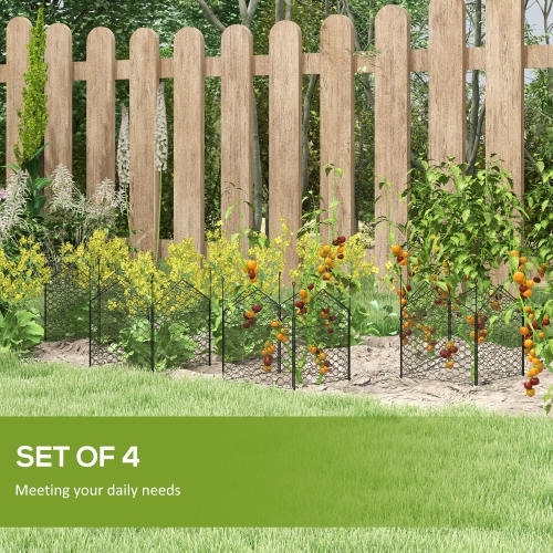 Outsunny Garden Chicken Wire Cloche, 12" x 14" Plant Protector from Animals, 4 Pack Metal Crop Cage to Keep Animals Out, Black