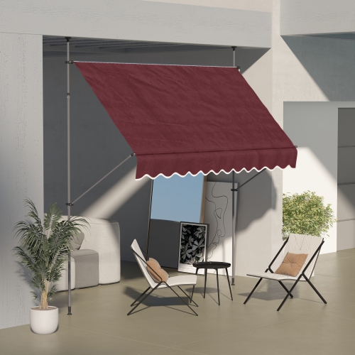 Outsunny 10' x 4' Manual Retractable Awning, Non-Screw Freestanding Patio Sun Shade Shelter with Support Stand and UV-resistant fabric for Window,
