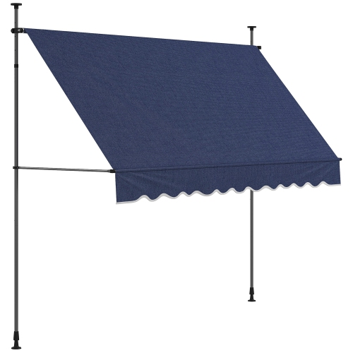 Image 1 de 9.. Auvent rétractable manuel Outsunny, 10 x 3 pi, abri pare-soleil de jardin autonome sans vis avec support pour poteau et tissu résistant aux UV pour