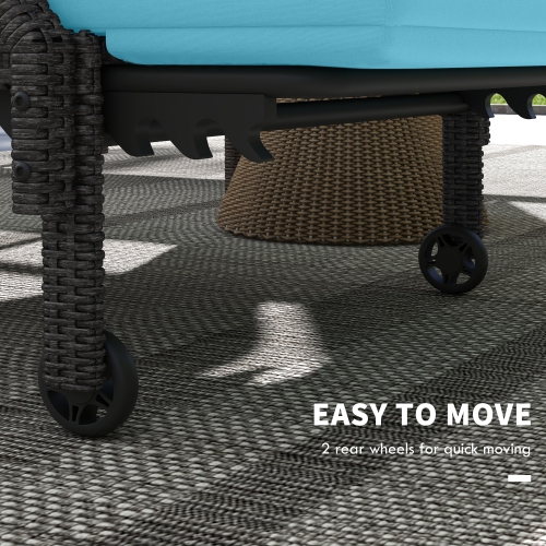 Chaise longue d'extérieur en osier Outsunny, 2 pièces, chaise longue en rotin, fauteuil de jardin inclinable avec dossier réglable à 5 niveaux et 2