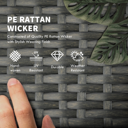 Chaise longue d'extérieur en osier Outsunny, 2 pièces, chaise longue en rotin, fauteuil de jardin inclinable avec dossier réglable à 5 niveaux et 2