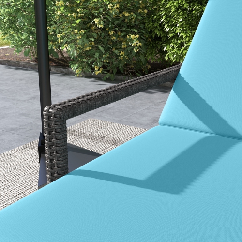 Chaise longue d'extérieur en osier Outsunny, 2 pièces, chaise longue en rotin, fauteuil de jardin inclinable avec dossier réglable à 5 niveaux et 2