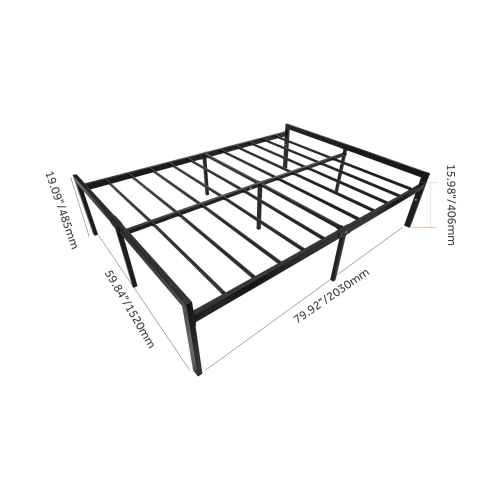 Queen Size Bed Frame with 14.25" Storage Space, Heavy Duty Metal Platform Bed Frame, No Box Spring Needed and Noise Free