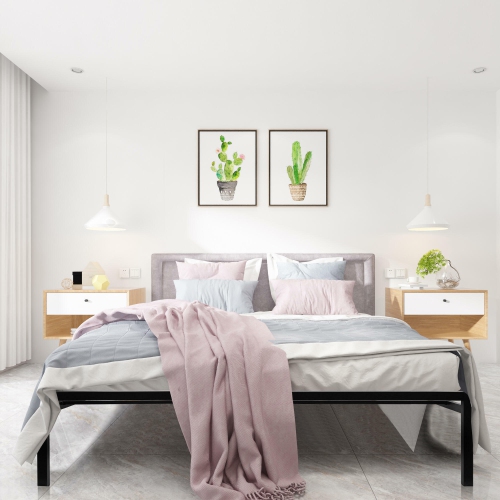 Queen Size Bed Frame with 14.25" Storage Space, Heavy Duty Metal Platform Bed Frame, No Box Spring Needed and Noise Free
