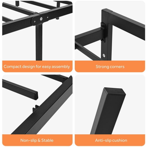 Queen Size Bed Frame with 14.25" Storage Space, Heavy Duty Metal Platform Bed Frame, No Box Spring Needed and Noise Free
