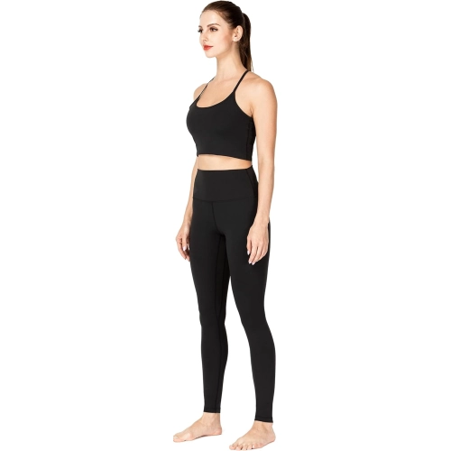 Leggings d'entraînement pour femme, pantalon de yoga à taille haute anti-courges extensible dans 4 directions, Buttery Soft - Noir moyen