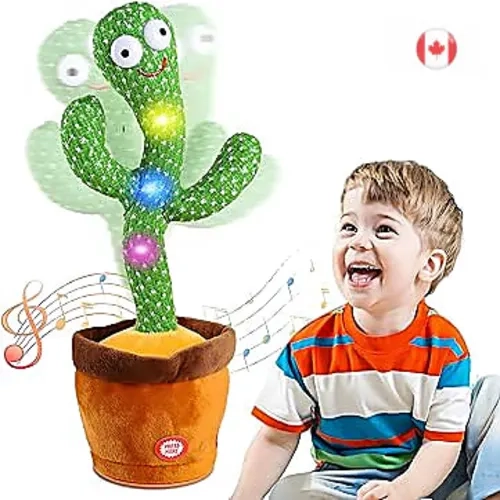 Singing & Dancing Cactus Plush: Talking, Repeating, 120 Songs, LED Lights