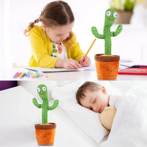 Singing & Dancing Cactus Plush: Talking, Repeating, 120 Songs, LED Lights