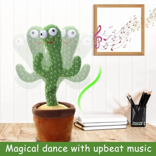 Singing & Dancing Cactus Plush: Talking, Repeating, 120 Songs, LED Lights