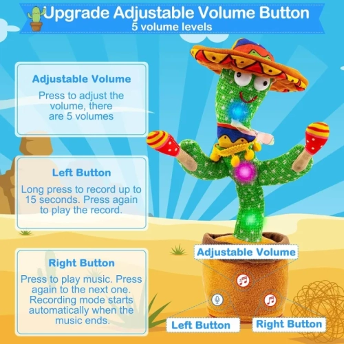 Cactus parlant et dansant : Vous répète, chante 120 chansons, brille