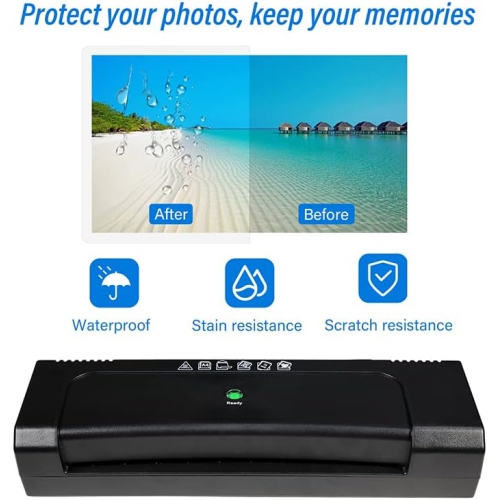 Queceuy 9-inch Thermal Laminator with Laminating Sheets 10pcs, with Paper Cutter and Corner Rounder,with 2-Min Faster Preheat