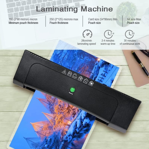 Queceuy 9-inch Thermal Laminator with Laminating Sheets 10pcs, with Paper Cutter and Corner Rounder,with 2-Min Faster Preheat
