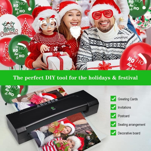 Queceuy 9-inch Thermal Laminator with Laminating Sheets 10pcs, with Paper Cutter and Corner Rounder,with 2-Min Faster Preheat